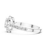 14K Solid Gold Lab Diamond Halo Ring, White Gold, view 3