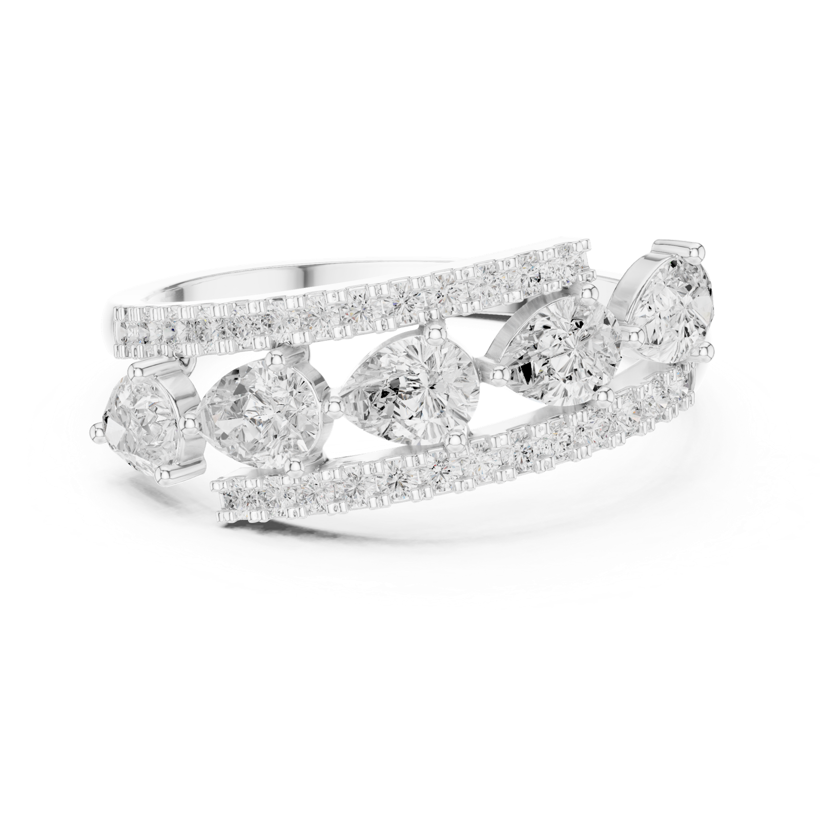 Gold Ring HLR-81, White Gold, view 4
