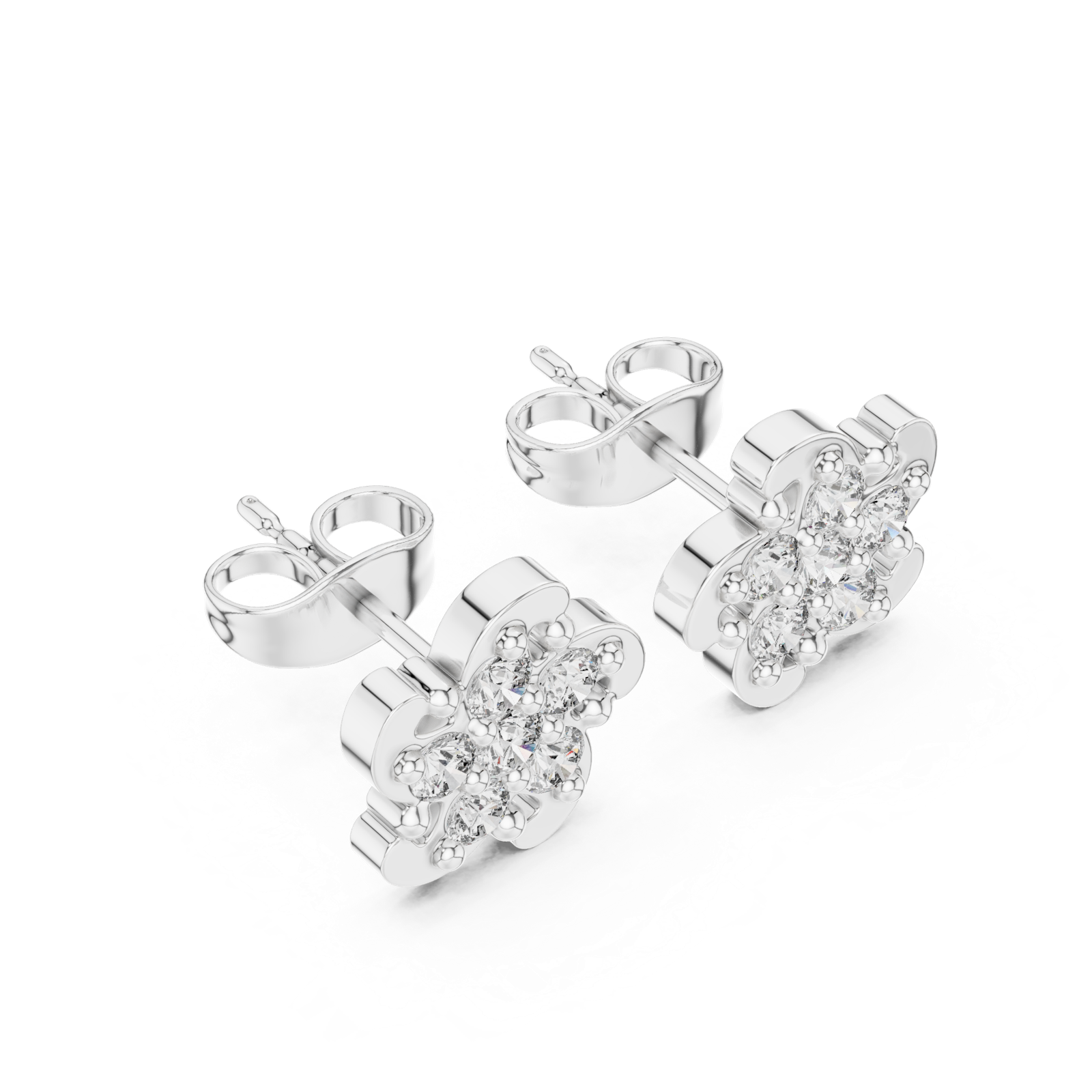 Gold Earrings 9-10033E, White Gold, view 2