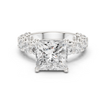 Gold Ring DDLR-087, Princess center stone, White Gold