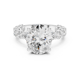 Gold Ring DDLR-087, Oval center stone, White Gold, view 4