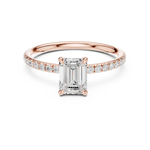 Gold Jewelry, Emerald center stone, Rose Gold, view 4