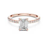Gold Jewelry, Emerald center stone, Rose Gold, view 4