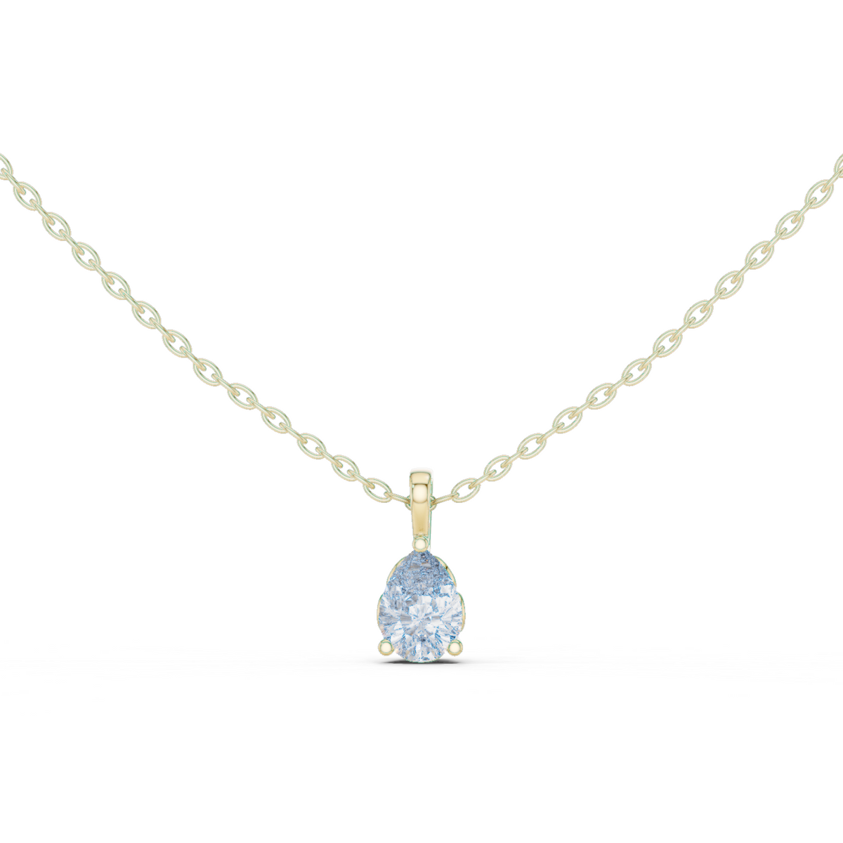 14K Solid Gold Lab Diamond Solitaire Pendant Necklace, Yellow Gold