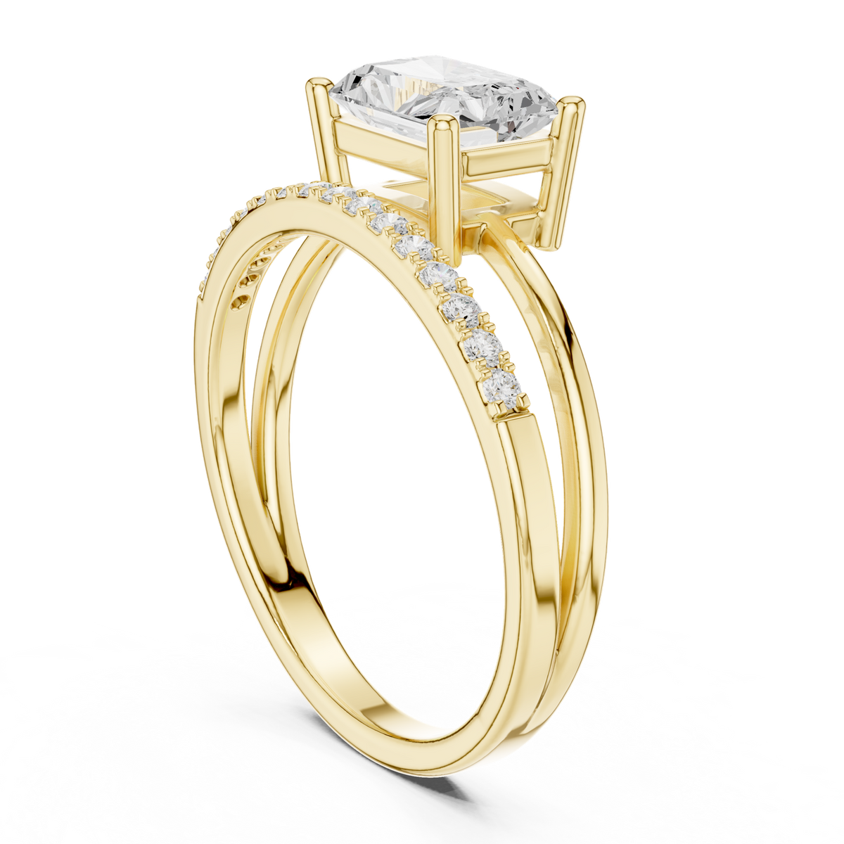 14K Solid Gold Lab Diamond Solitaire Ring, Yellow Gold, view 1