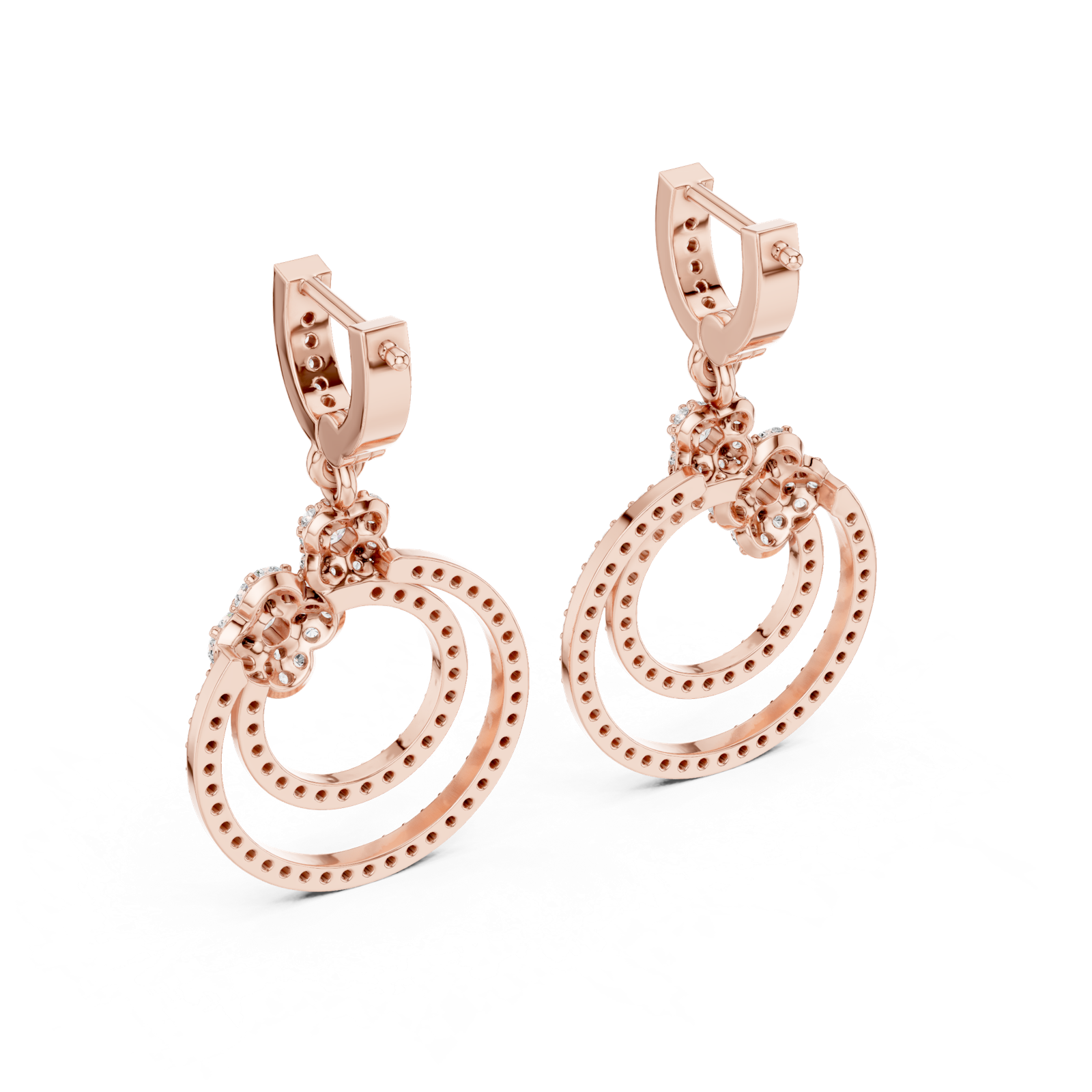 Gold Earrings L03-22, Rose Gold, view 3