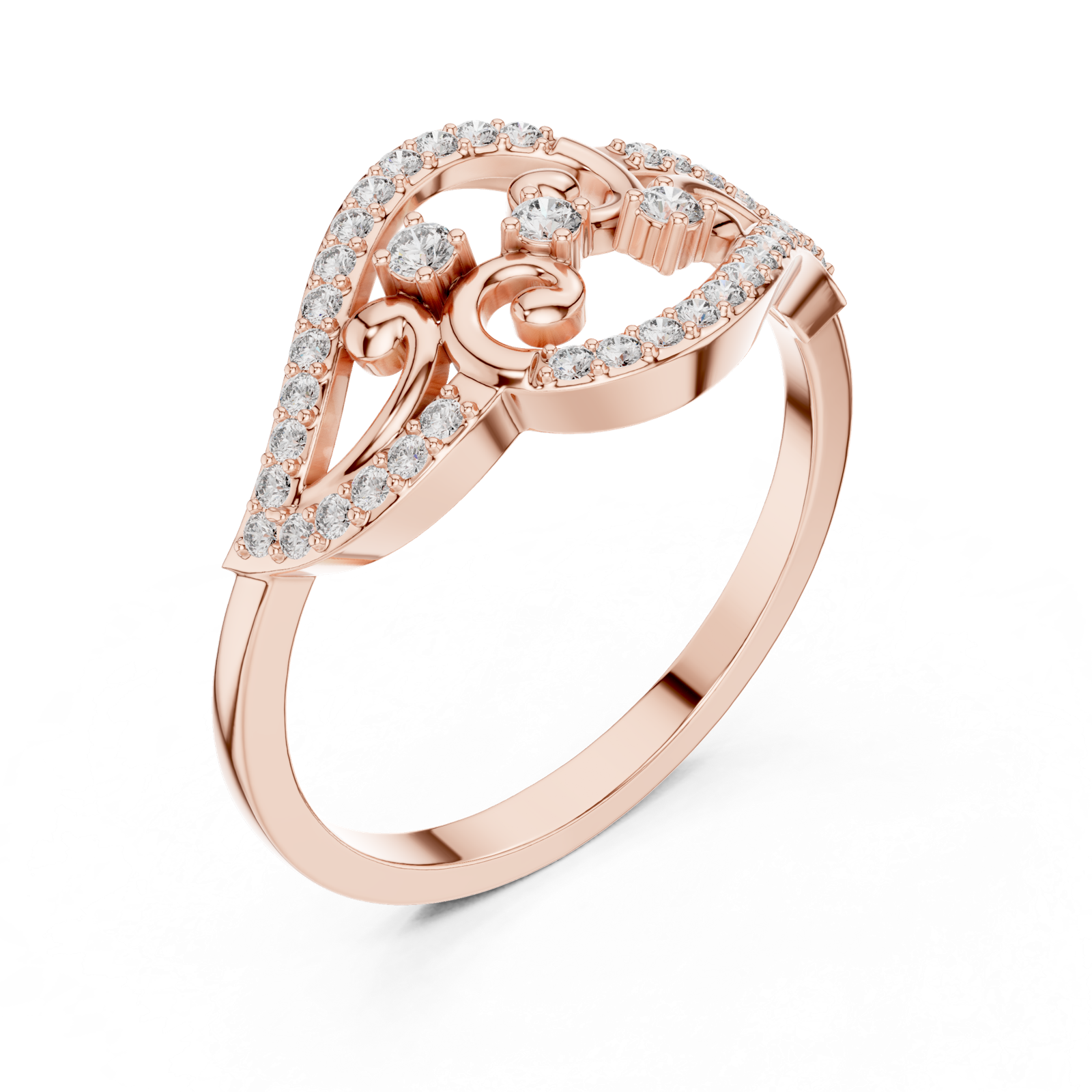 Gold Ring DR-6281, Rose Gold, view 2