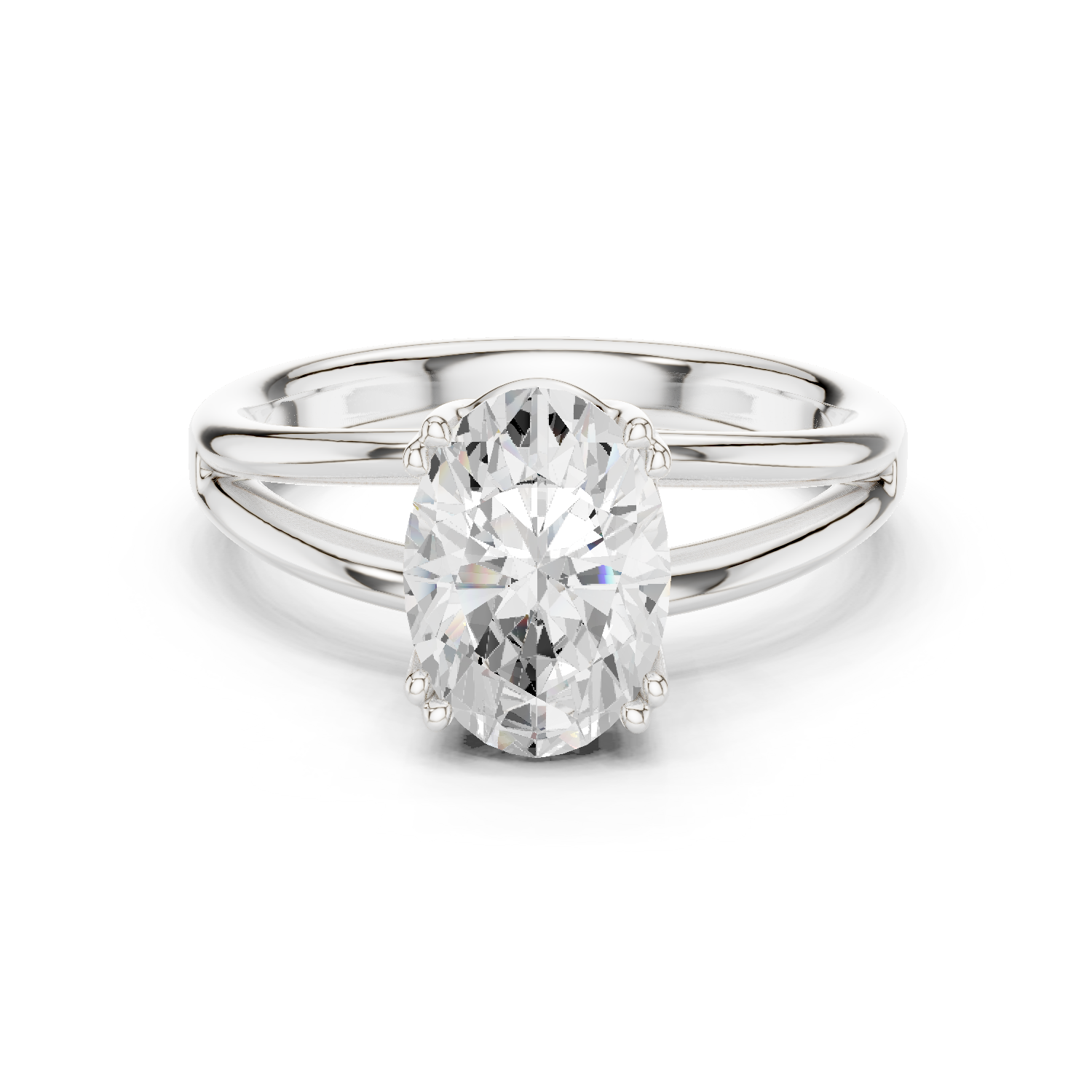 Gold Jewelry L36-7, Oval center stone, White Gold