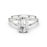 Gold Jewelry L36-7, Oval center stone, White Gold