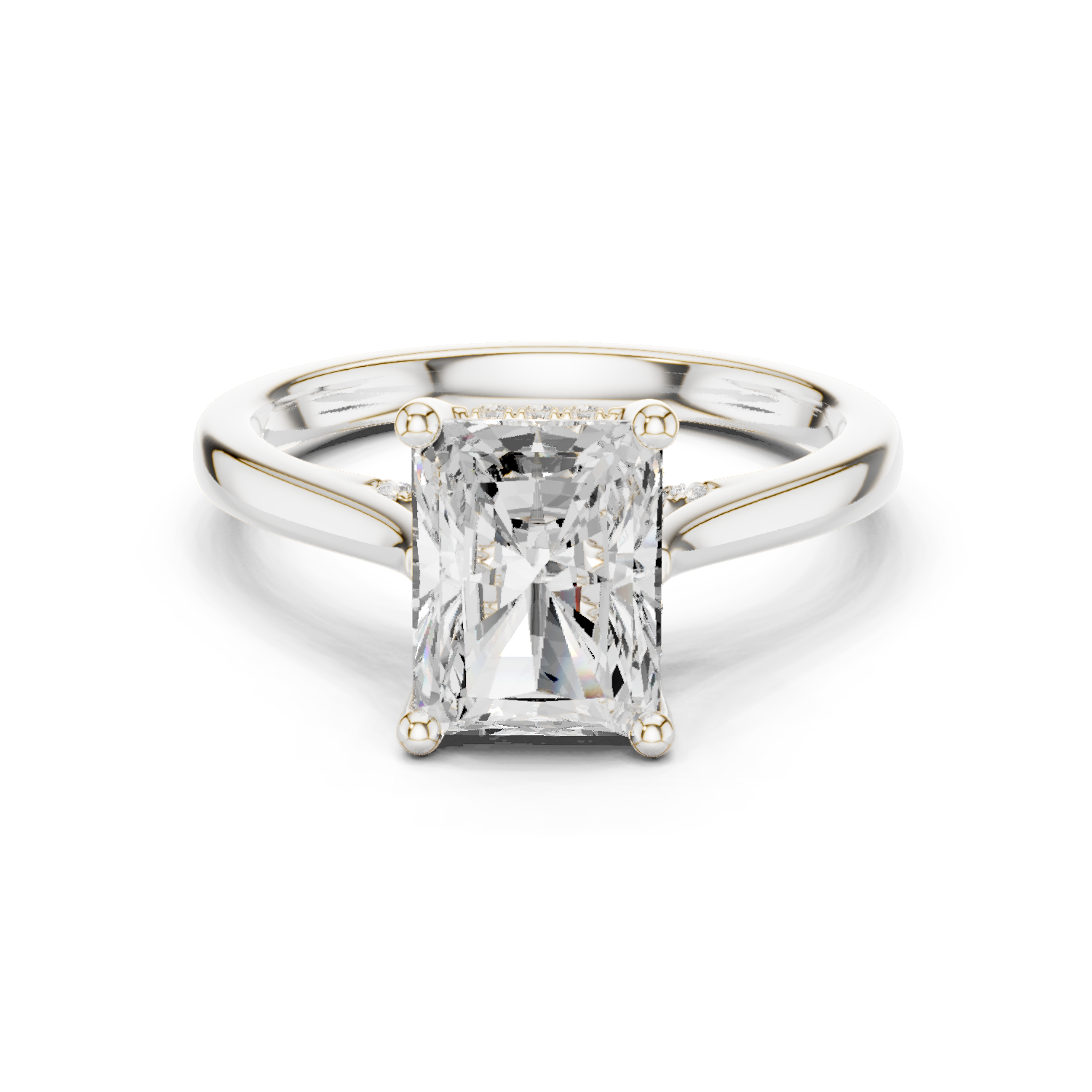 Gold Ring DDLR-163, Radiant center stone, White Gold