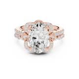Gold Ring, Oval center stone, Rose Gold, view 4