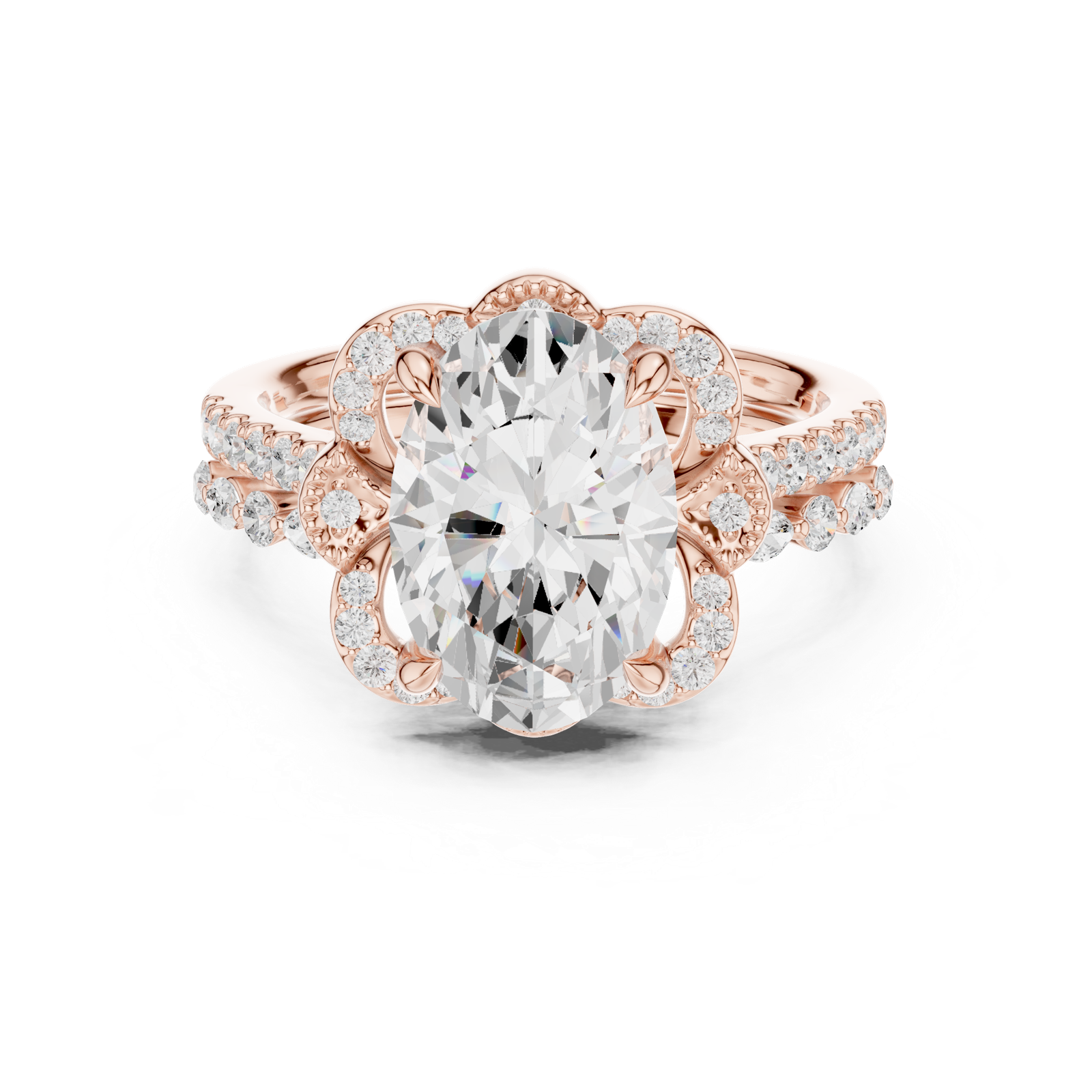 Gold Ring, Oval center stone, Rose Gold, view 4