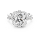 Gold Ring, Cushion center stone, White Gold, view 4