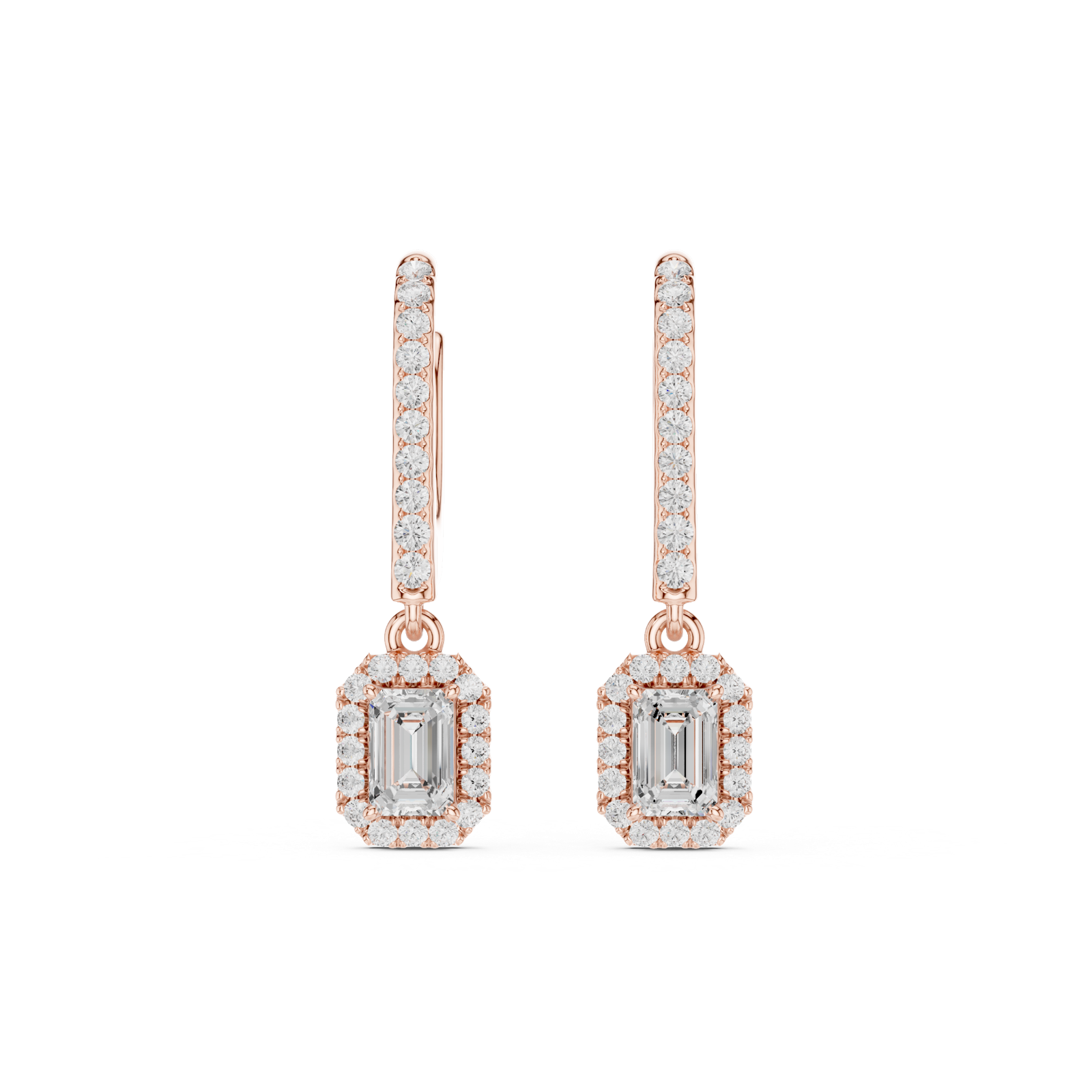 Gold Jewelry DDER-034, Emerald center stone, Rose Gold, view 4