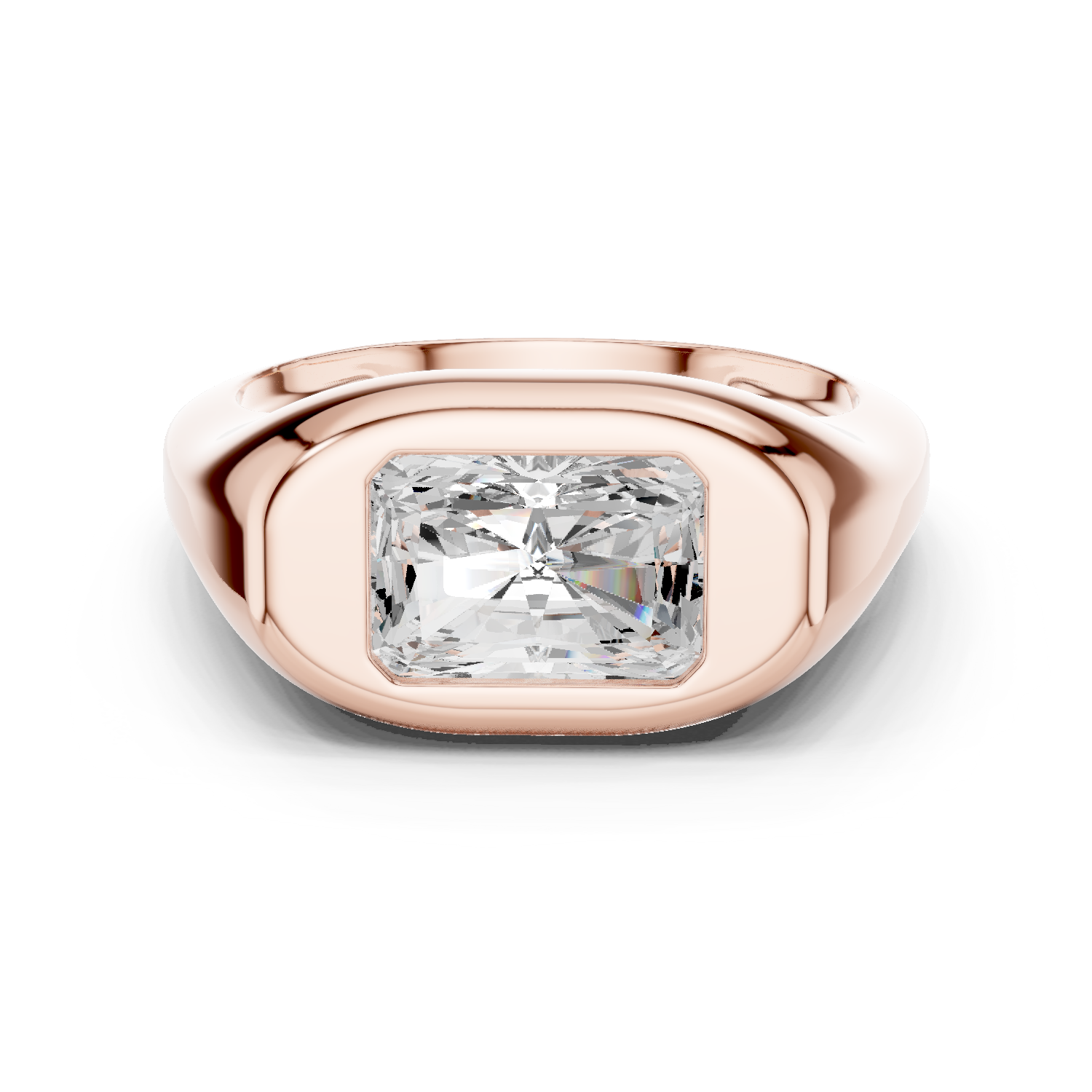 Gold Jewelry L36-4, Radiant center stone, Rose Gold