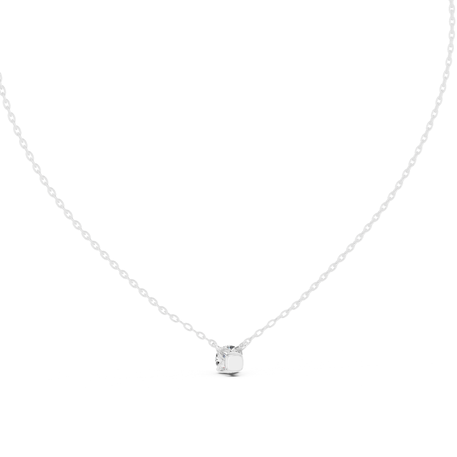 14K Solid Gold Lab Diamond Solitaire Pendant Necklace, White Gold, view 4