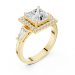Gold Ring DDLR-342, Princess center stone, Yellow Gold, view 2