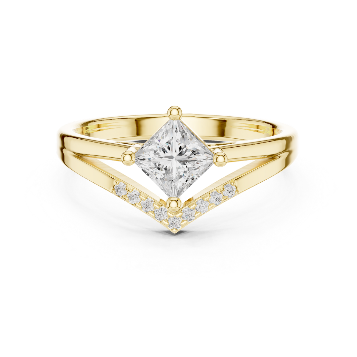 14K Solid Gold Lab Diamond Solitaire Ring, Yellow Gold