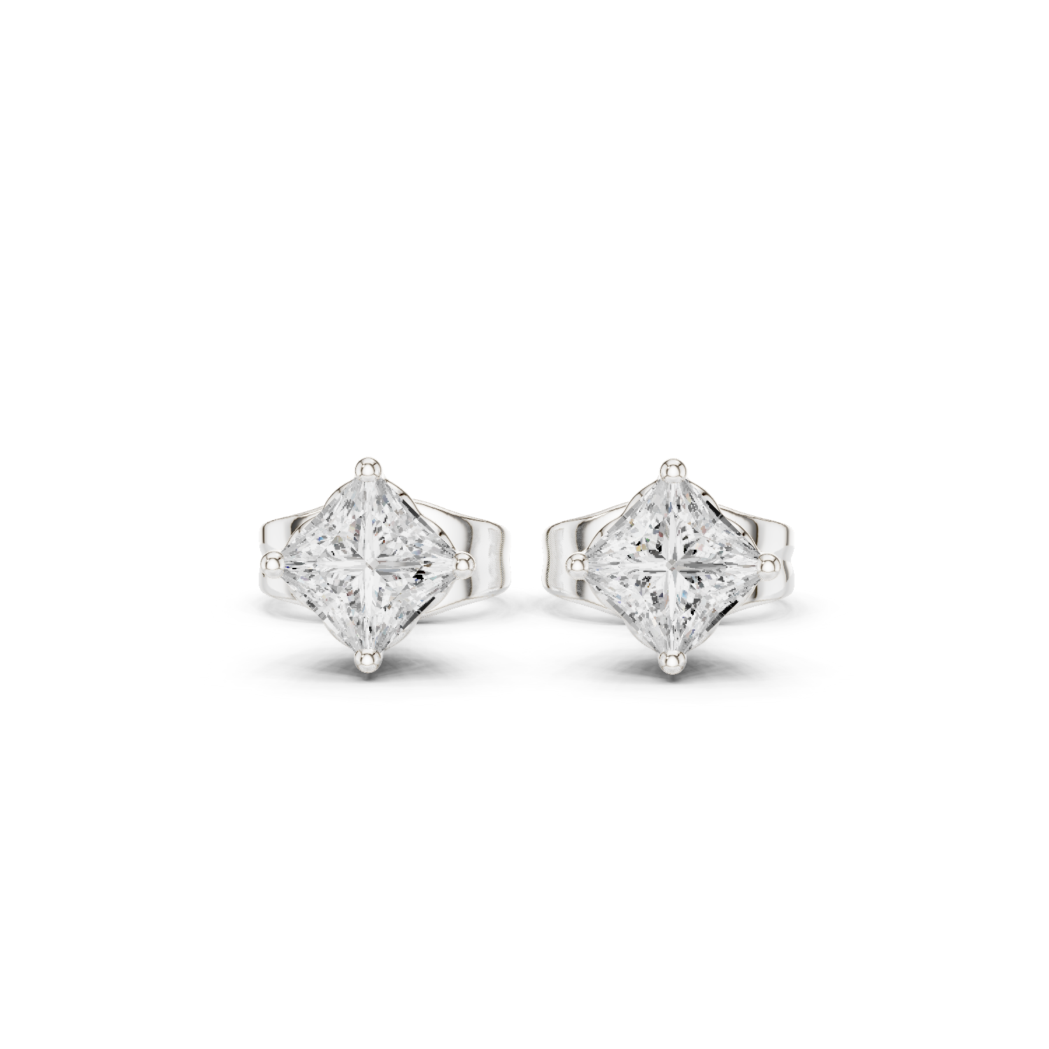 14K Solid Gold Lab Diamond Stud Earrings, White Gold