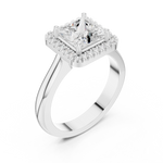 Gold Ring DDLR-338, Princess center stone, White Gold, view 2