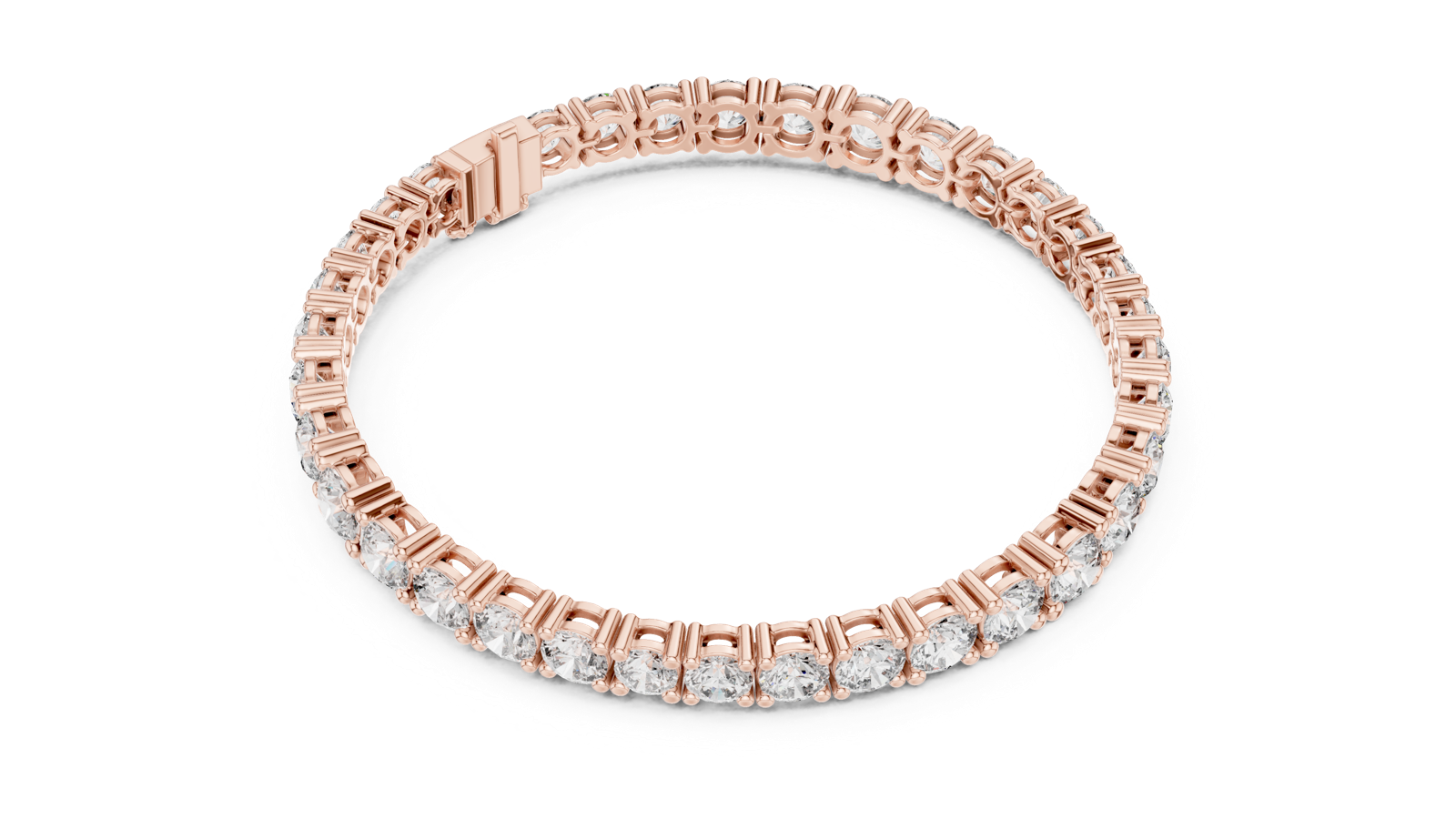14K Solid Gold Lab Diamond Bracelet, Rose Gold, view 2
