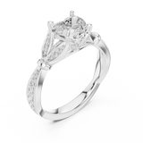 Gold Ring DDLR-257, Heart center stone, White Gold, view 2
