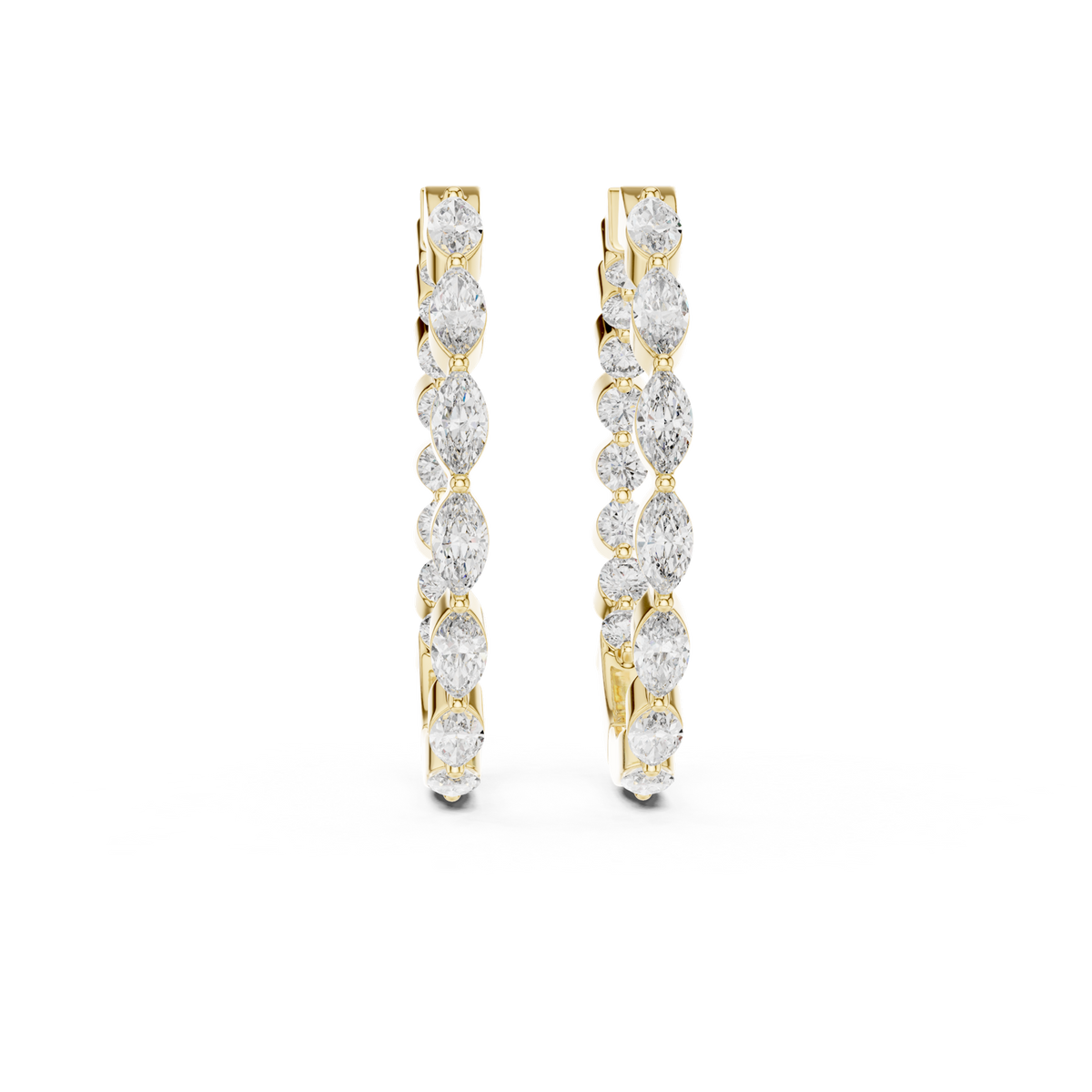 14K Solid Gold Lab Diamond Huggie Earrings, Yellow Gold