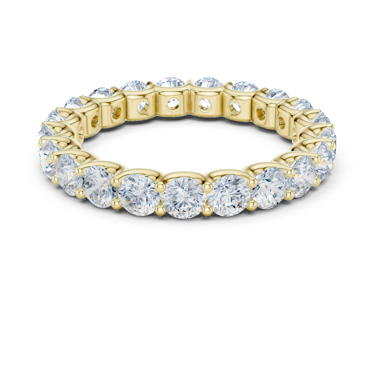 14K Solid Gold Lab Diamond Eternity Ring, Yellow Gold