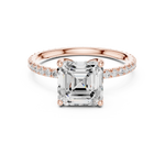Gold Jewelry, Asscher center stone, Rose Gold, view 4