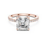 Gold Jewelry, Asscher center stone, Rose Gold, view 4