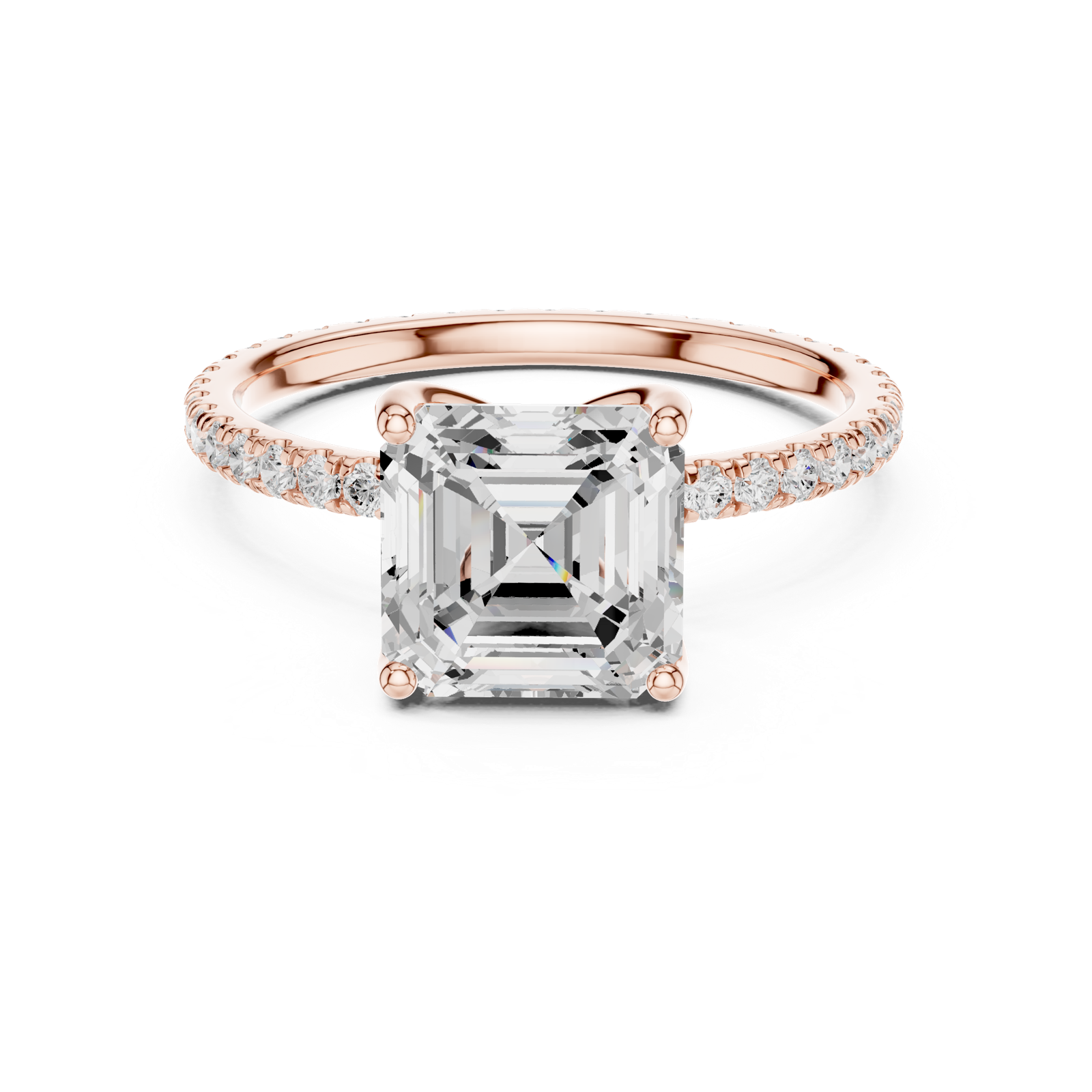 Gold Jewelry, Asscher center stone, Rose Gold, view 4