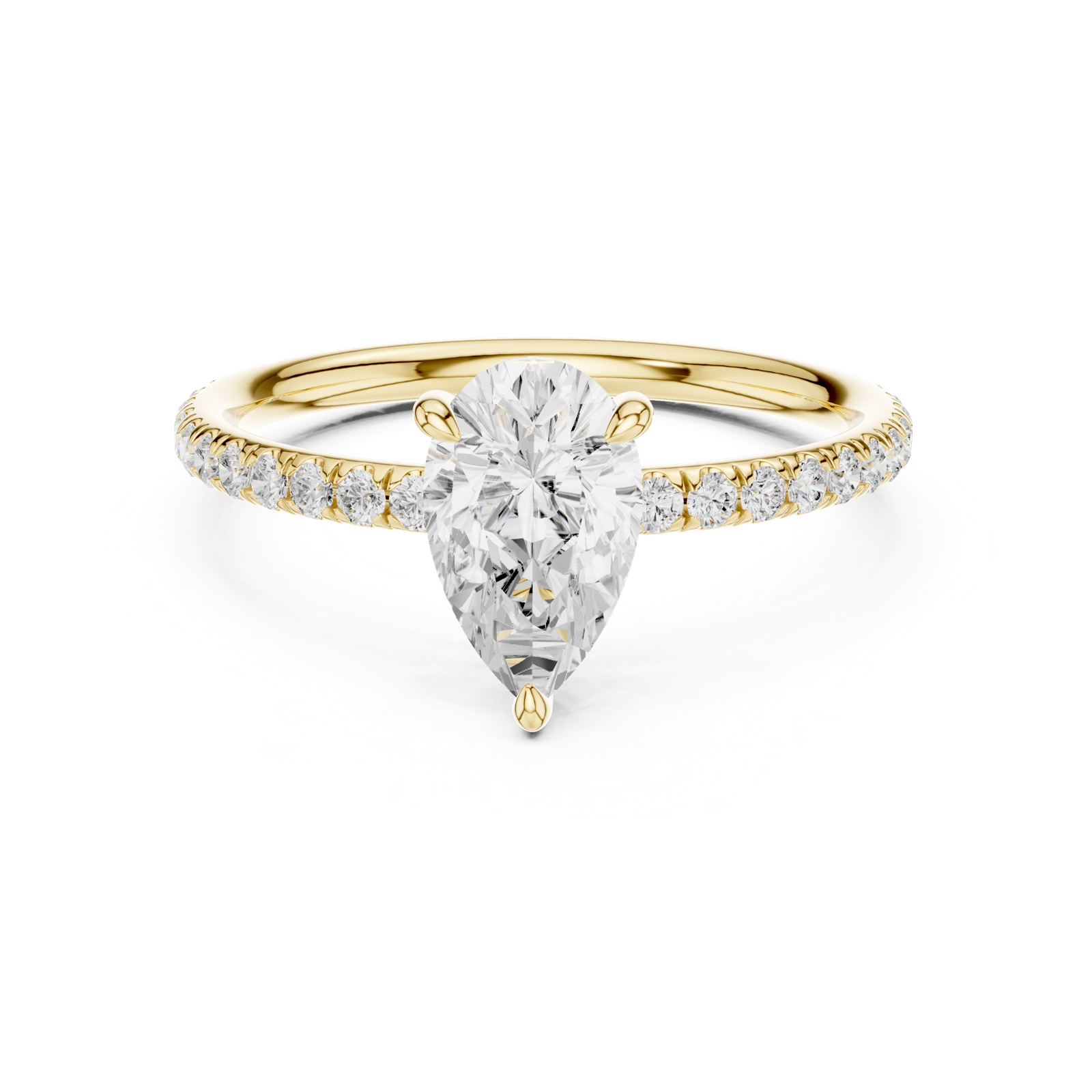 Gold Jewelry L36-15, Pear center stone, Yellow Gold, view 4
