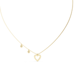 14K Solid Gold Lab Diamond Heart Pendant Necklace, Yellow Gold, view 4