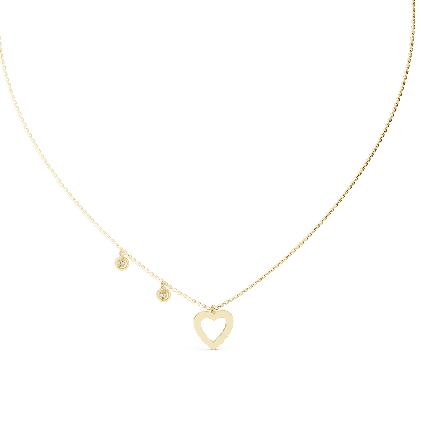 14K Solid Gold Lab Diamond Heart Pendant Necklace, Yellow Gold, view 4