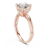 Gold Ring, Cushion center stone, Rose Gold, view 1