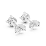 14K Solid Gold Lab Diamond Halo Earrings, White Gold, view 3