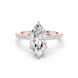 Gold Ring DDLR-177, Marquise center stone, Rose Gold
