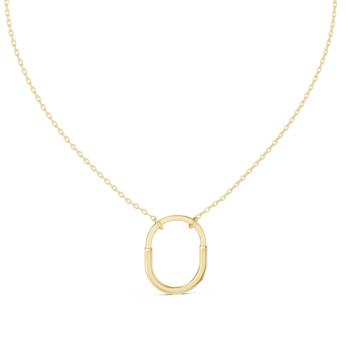 14K Solid Gold Lab Diamond Pendant Necklace, Yellow Gold