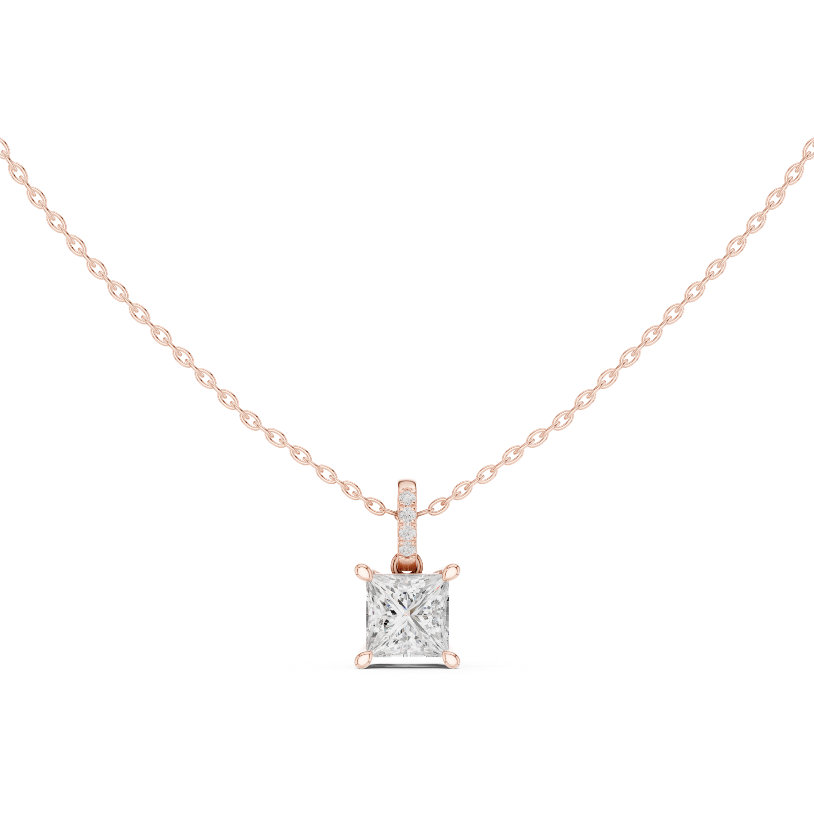 Gold Jewelry DDPO-009, Princess center stone, Rose Gold, view 4