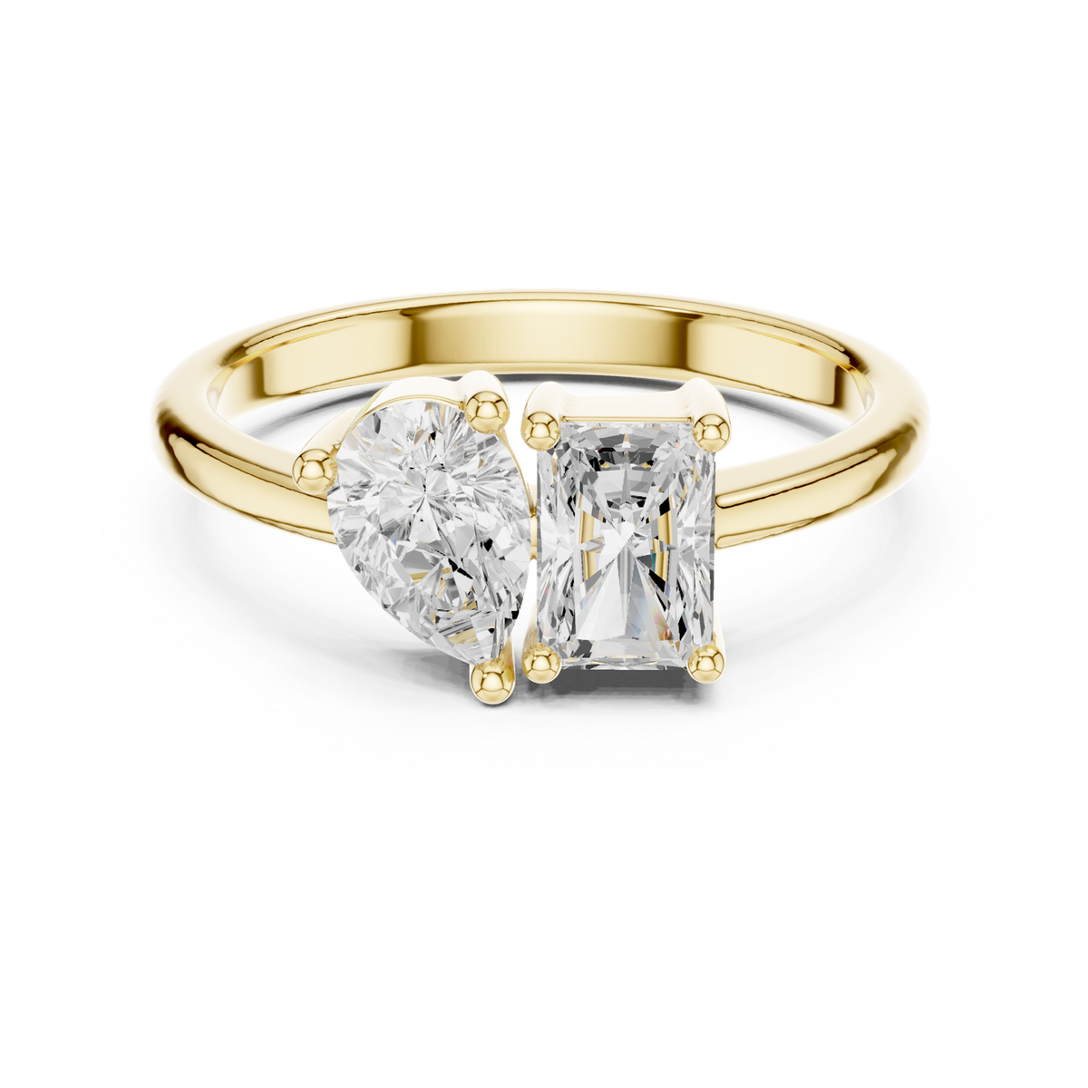 14K Solid Gold Lab Diamond Cluster Ring, Yellow Gold