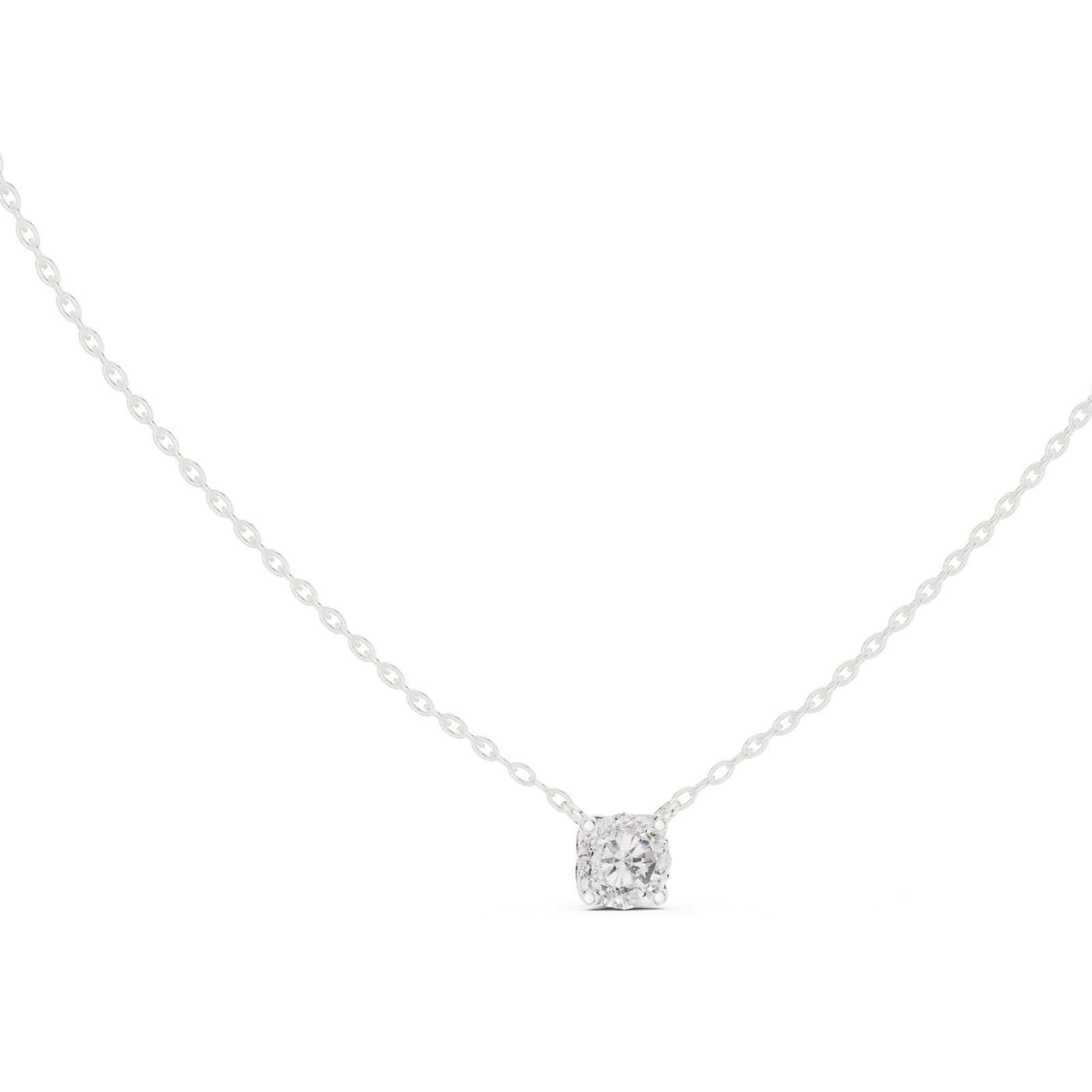 14K Solid Gold Lab Diamond Solitaire Pendant Necklace, White Gold, view 1