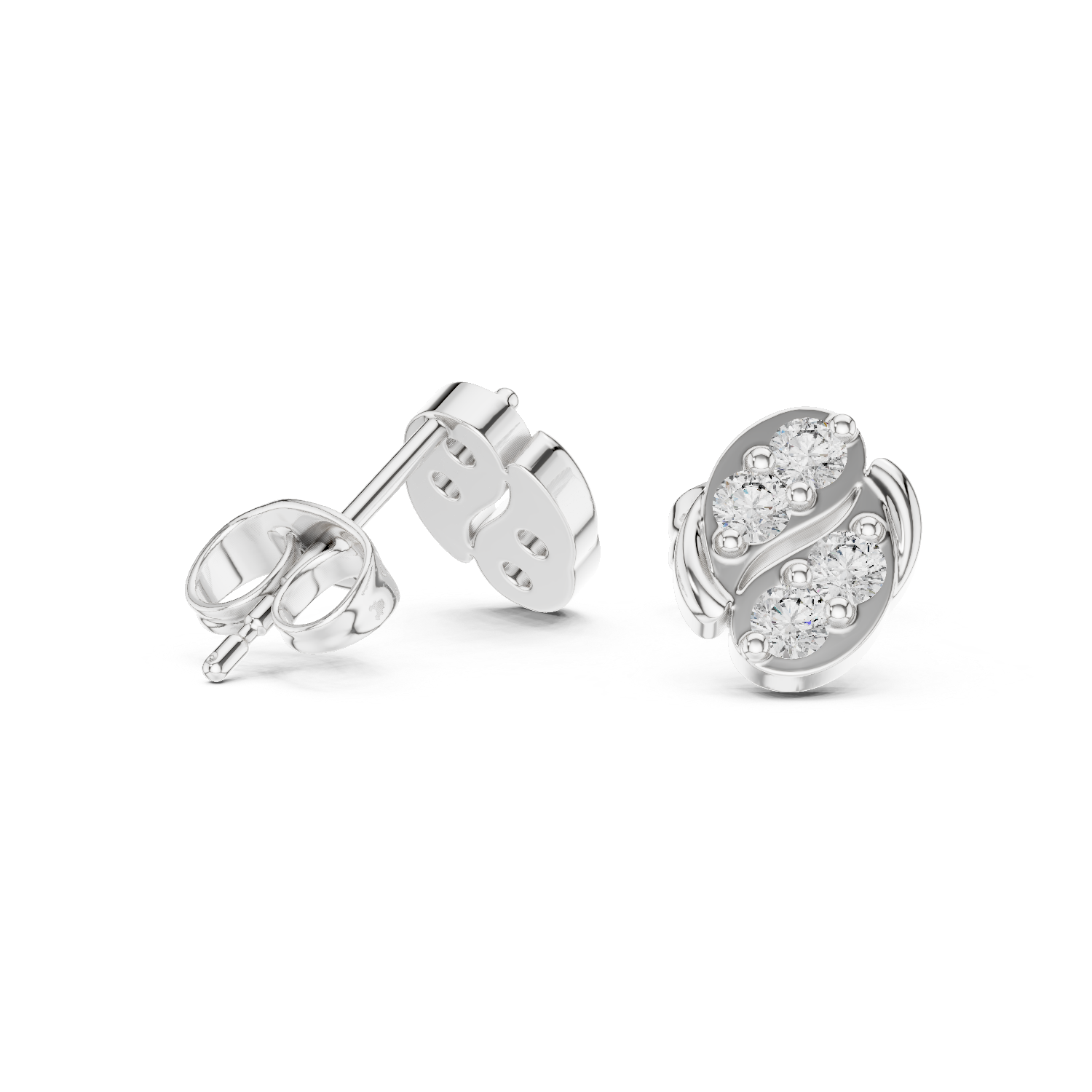 Gold Earrings 9-10022E, White Gold, view 1
