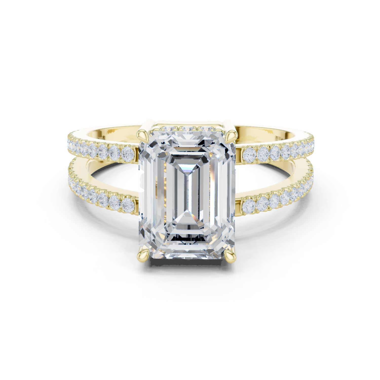 Gold Jewelry, Emerald center stone, Yellow Gold