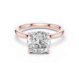 Gold Ring DDLR-170, Cushion center stone, Rose Gold