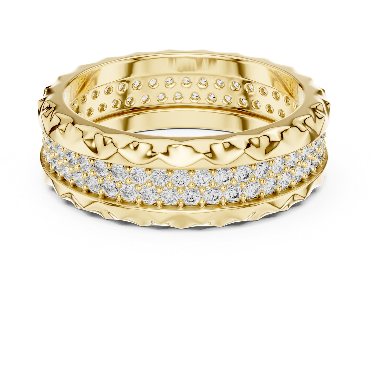 14K Solid Gold Lab Diamond Eternity Ring, Yellow Gold