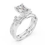 Gold Ring DDLR-299, Emerald center stone, White Gold, view 2