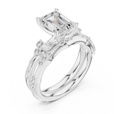 Gold Ring DDLR-299, Emerald center stone, White Gold, view 2