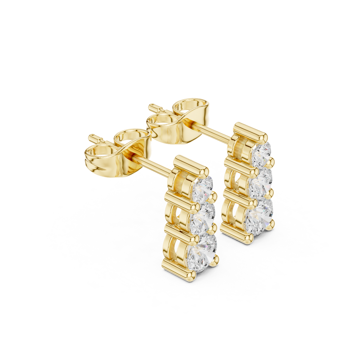 14K Solid Gold Lab Diamond Cluster Earrings, Yellow Gold, view 1