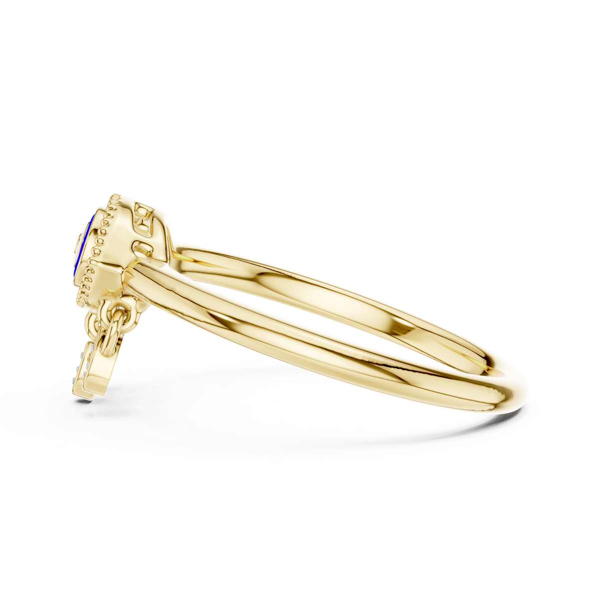 14K Solid Gold Lab Diamond Evil Eye Cluster Ring, Yellow Gold, view 3