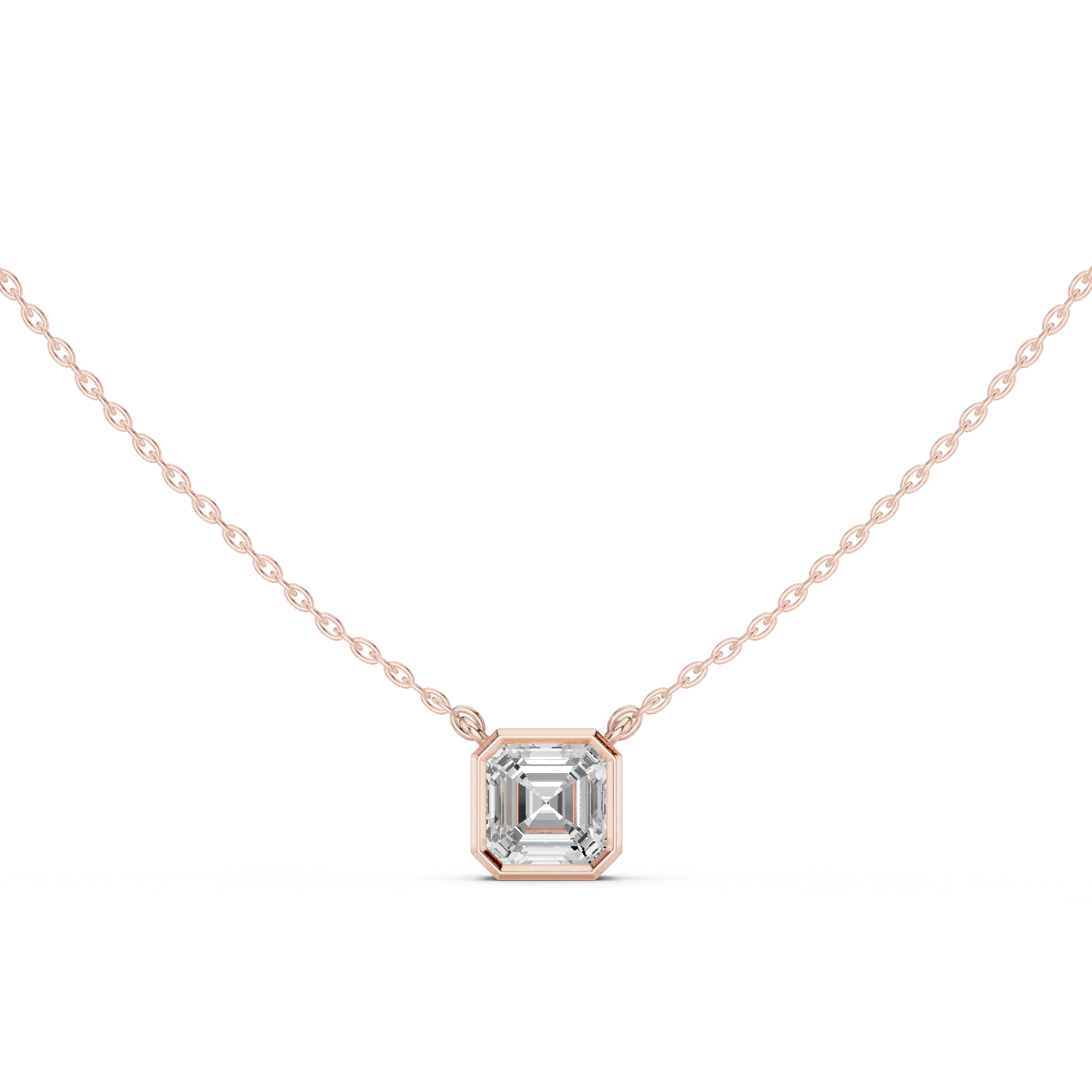 Gold Jewelry, Asscher center stone, Rose Gold